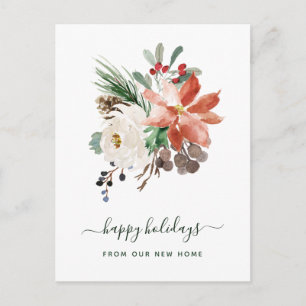 Adreswijziging tijdens de kerst Vakantiefloral Feestdagenkaart
