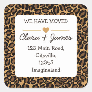 Adreswijziging We hebben Leopard Print verplaatst Vierkante Sticker