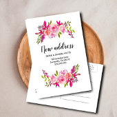 Adreswijziging We hebben roze rozen verplaatst Aankondigingskaart