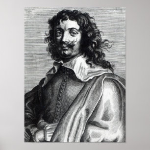 Adriaen Brouwer, gegraveerd door Edme de Boulonois Poster