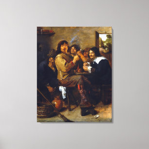 Adriaen Brouwer The Smokers Canvas Afdruk