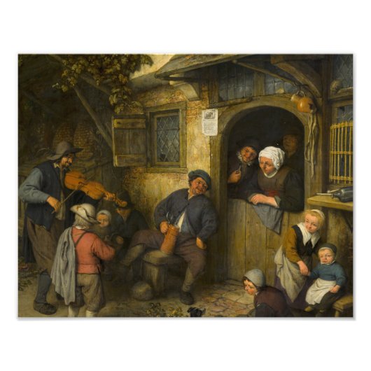 Adriaen van Ostade - The Fiddler Foto Afdruk (Voorkant)