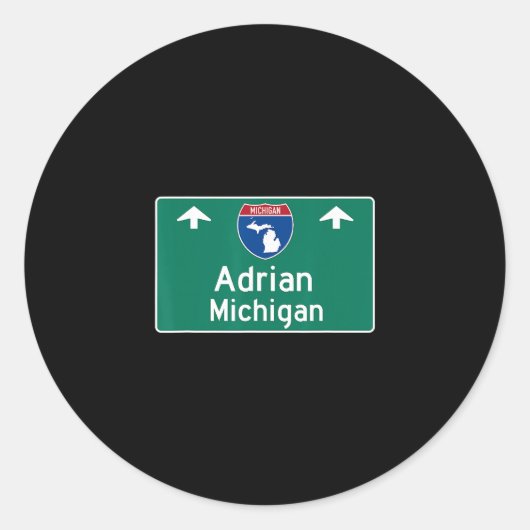 Adrian Michigan Mi Interstate Highway Vacation Sou Ronde Sticker (Voorkant)
