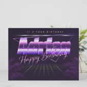 Adrian Nom Prénom lila retro Carte Anniversaire (Debout devant)