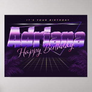 Adriana Nom Vorname lila retro Poster Geburtstag