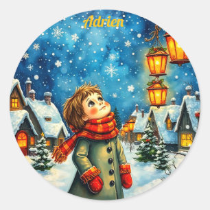 ADRIEN ~ 3D! Goud, rood en groen Ronde Sticker