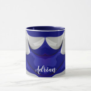 ADRIEN ~ GLOSSY 3D Bleu brillant Blanc ~ Mug