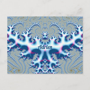 ADRIEN ~ Icy White en Blue 3D Fractal Design ~ Briefkaart