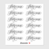 Adrienne — Stickers Étiquettes de nom de script cu (Feuille)