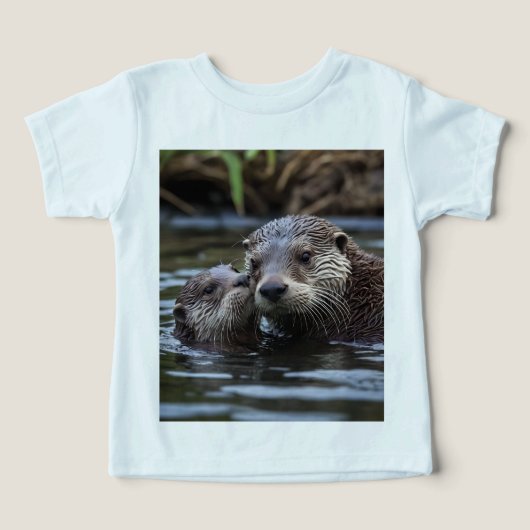 Adrift in Love : Mummy and Baby Otter In River (Design Recto)