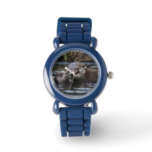 **"Adrift in Love: Mummy en Baby Otter"** Horloge