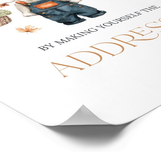 Adrressee Pumpkin Rustic Herfst Baby shower Poster (Hoek)