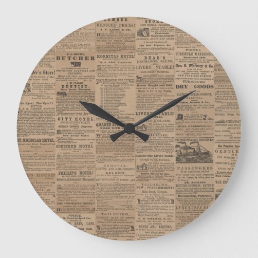 Ads of the Past, NY 1856 Wall Clock Grote Klok (Voorkant)