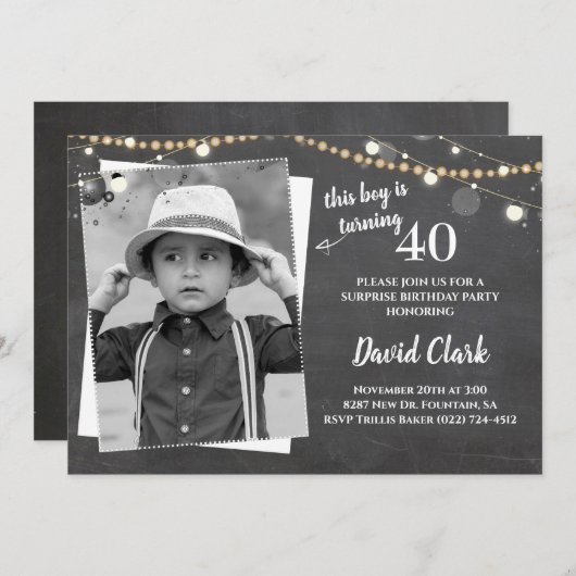 Adult Birthday Custom Foto Afbeelding Krijtbord Kaart (Voorkant / Achterkant)