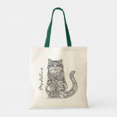 Adult Color Cat Mandala Monogram Tote Bag (Achterkant)