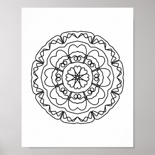 Adult Coloring Page Mandala Poster DIY Wall Art (Devant)