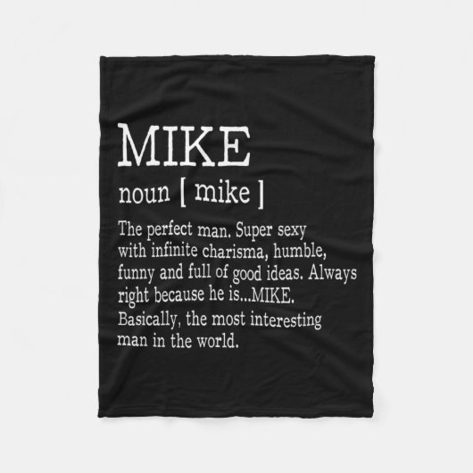 Adult Definition First Name Mike Men Funny  Fleece Deken (Voorkant)