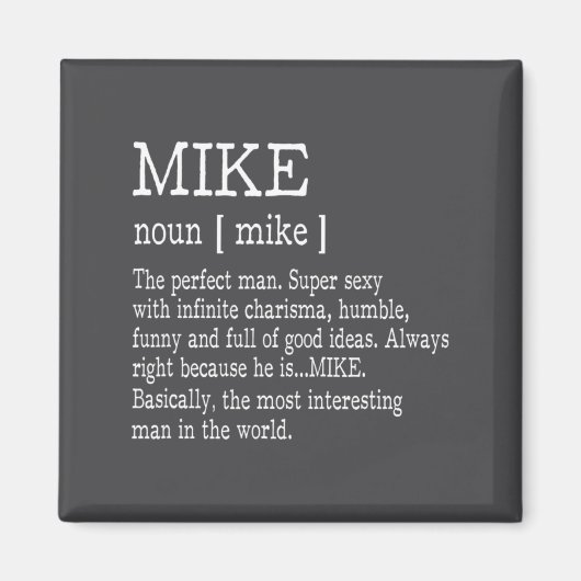 Adult Definition First Name Mike Men Funny  Magneet (Voorkant)
