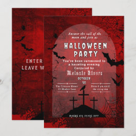 Adult Halloween Party Invitation - Red & Black Kaart