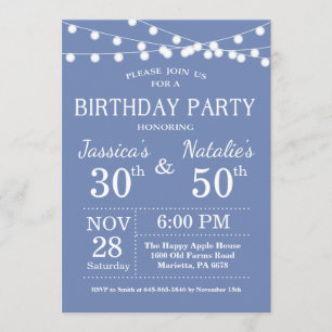 Adult Joint Birthday Party Invitation Blue Kaart