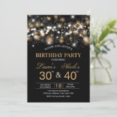 Adult Joint Birthday Party Invitation Gold Glitter (Debout devant)