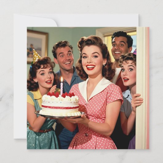 Adult Retro Surprise Party for Her Kaart (Voorkant)