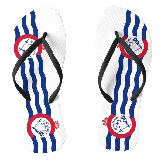 Adult Slim Straps met vlag van Cincinnati, Verenig Teenslippers (Voetbed)