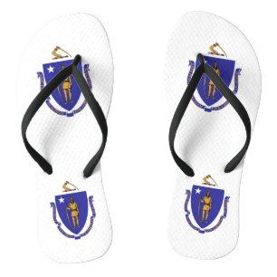 Adult Slim Straps met vlag van Massachusetts, Vere Teenslippers