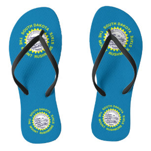 Adult Slim Straps met vlag van South Dakota, Veren Teenslippers