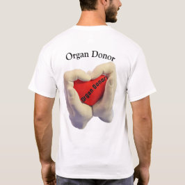 Adult woman and men hand hold a red heart, health t-shirt