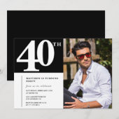 Adulte anniversaire 40e invitation Chic Photo (Devant / Derrière)