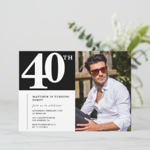 Adulte anniversaire 40e invitation Chic Photo