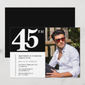 Adulte anniversaire 45e invitation Chic Photo (Devant / Derrière)