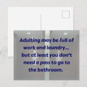 ADULTE : Carte postale Pass Salle de bain (Devant / Derrière)