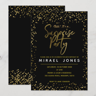 Adulte Gold Surprise Anniversaire Fête Invitation