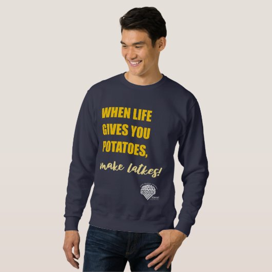 Adults' Hanukkah Sweatshirt - "Make latkes" (Devant entier)