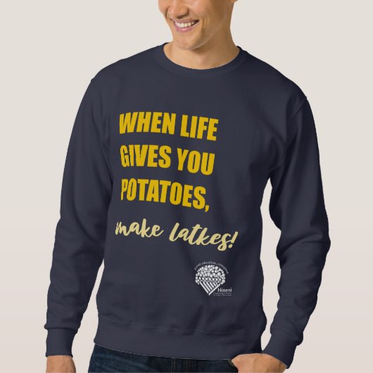 Adults' Hanukkah Sweatshirt - "Make latkes" (Voorkant)