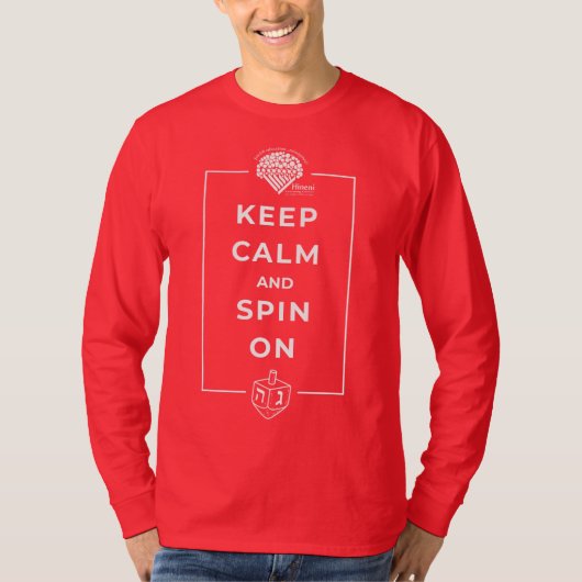 Adults' Long-Sleeve Hanukkah Shirt - "Keep Calm" (Voorkant)