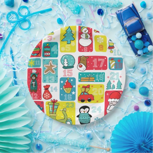 Advent Calendar Cartoon stijl Papieren Bordje (Feest)