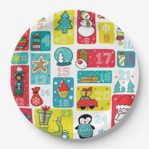 Advent Calendar Cartoon stijl Papieren Bordje