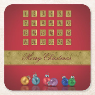 Advent Calendar-kerstnamen Vierkante Kartonnen Onderzetter