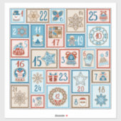 Advent Countdown 25 Kerst Blauw Ivoor Sticker (Vel)