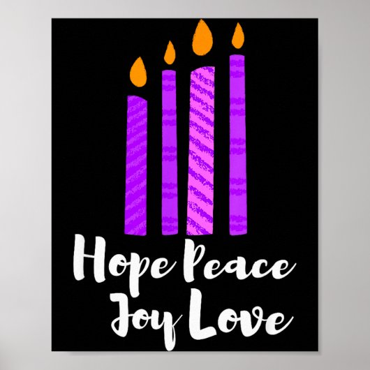 Advent Evergreen Wreath Candles Hope Peace Joy Lov Poster (Voorkant)