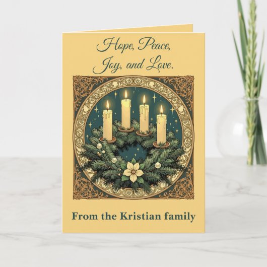 Advent Hope, Peace, Joy, and Love Art Nouveau Kaart (Voorkant)