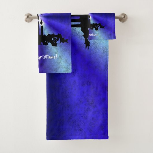 Advent, kerstartik op blauwe groene regenboog bad handdoek (Insitu)