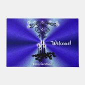 Advent, kerstartik op blauwe groene regenboog deurmat (Voorkant)