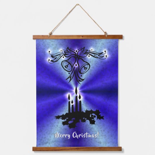 Advent, kerstartik op blauwe groene regenboog hangend wandkleed (Voorkant)