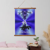 Advent, kerstartik op blauwe groene regenboog hangend wandkleed (Slaapkamer)