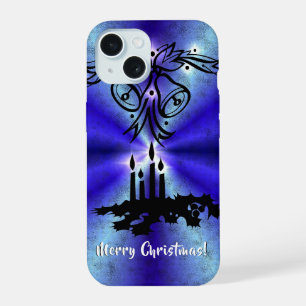 Advent, kerstartik op blauwe groene regenboog iPhone 15 hoesje
