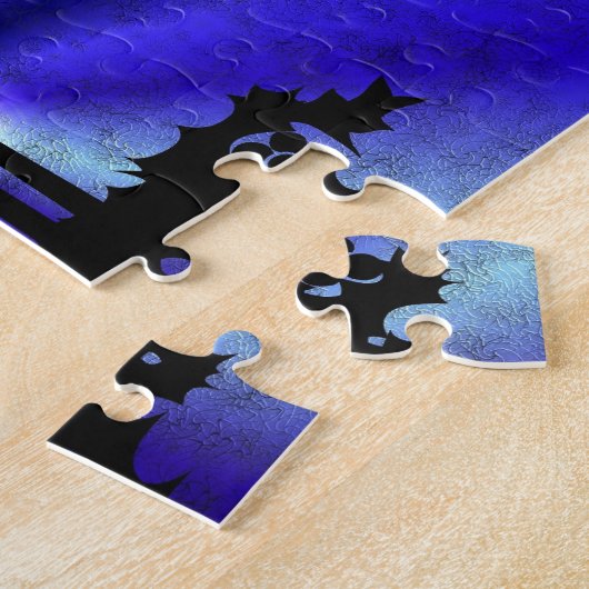 Advent, kerstartik op blauwe groene regenboog legpuzzel (Zijkant)